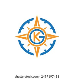 GK Letter Compass Logo Design - Original Vector