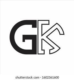 GK Letter logo monogram with oval shape negative space design template white background