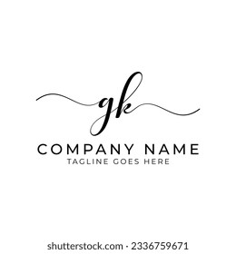 GK or gk letter mark abstract calligraphy vector logo design