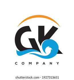 GK letter sea wave logo