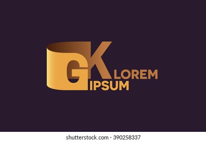 GK letters logo, G and K letters logo alphabet design.