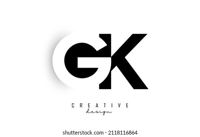 GK letters Logo with negative space design. Letter with geometric typography. Creative Vector Illustration with letters.