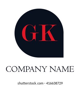 GK Letters red , Abstract black background logo, Design identity in shape, Alphabet letter