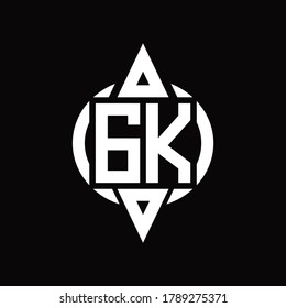 GK Logo with circle rounded combine triangle top and bottom side design template