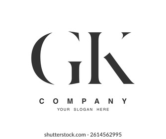 GK logo design. Initial letter g and k serif font style. Creative classic company name typography. Trendy logotype or identity. Vector illustration.
