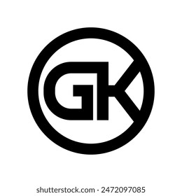 GK logo letter combination design in circle vector based