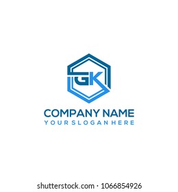 GK logo letter initial, Abstract polygonal Background Logo