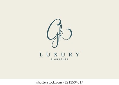 Modelo de diseño de monograma del logotipo GK adecuado para letras de texto o emblema para la industria de la moda, la belleza y la joyería, invitaciones de boda, social