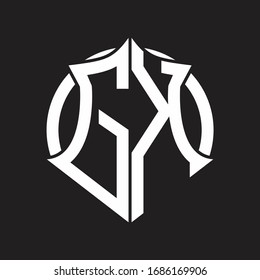 GK Logo monogram with emblem and circle rounded design template