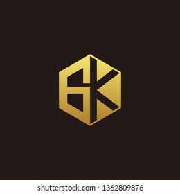 GK Logo Monogram with Negative space gold colors