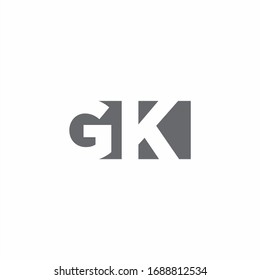 Monograma del logotipo GK con plantilla de diseño de estilo de espacio negativo aislado en fondo blanco