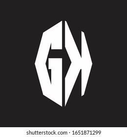 Monograma del logotipo GK con plantilla de diseño de estilo de cinta octagonal