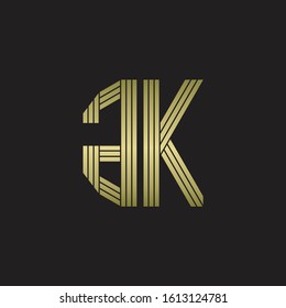 GK Logo monogram outline style linked isolated with gold colors