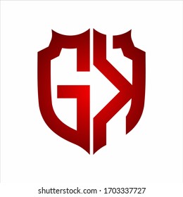 GK Logo-Schild-Design-Vorlage für Monogramme mit roten Farben auf weißem Hintergrund