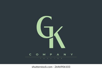 GK Modern Initials Diseño de Logo. Logotipo de marca con iniciales estilizadas que muestran un diseño atrevido y una estética moderna. Ideal para la marca profesional de negocios o proyectos creativos que se centran en minimalista