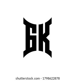 Logo de monograma GK con plantilla de diseño de lado curvo