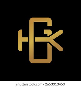 GK monogram logo in gold on black background with geometric symmetry. Perfect for luxury branding, corporate identity, and premium business logos.