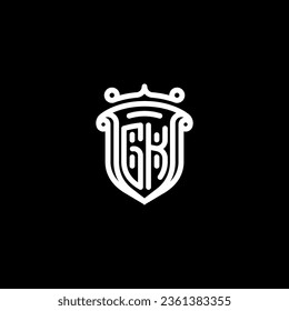 GK shield initial monogram with high quality professional design that will print well