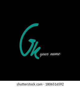 Gk your name Initial handwriting logo vector
