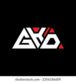 GKD triangle letter logo design with triangle shape. GKD triangle logo design monogram. GKD triangle vector logo template with red color. GKD triangular logo Simple, Elegant, and Luxurious design.