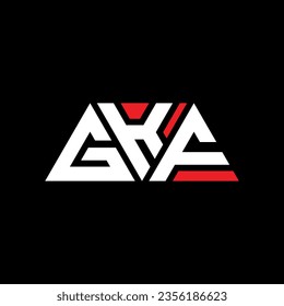 GKF triangle letter logo design with triangle shape. GKF triangle logo design monogram. GKF triangle vector logo template with red color. GKF triangular logo Simple, Elegant, and Luxurious design.