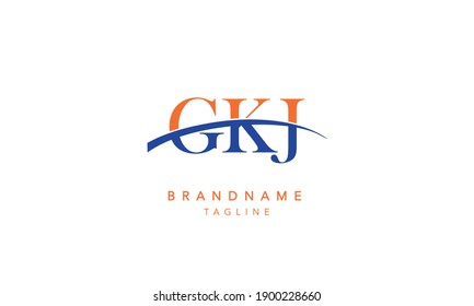 GKJ Alphabet initial swoosh Abstract Icon Logo vector illustration