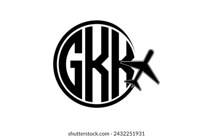 Vector de diseño del logotipo del círculo de la agencia de viajes y del tour de la carta inicial de GKK. agencia de hajj Umrah, abstracto, agencia de turismo, guía turístico, emiratos, aerolíneas, vuelo del avión, negocio, monograma, marca, empresa