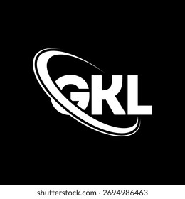 Logotipo de GKL. Carta GKL. Diseño del logotipo de la letra GKL. Logotipo de GKL con el círculo y el logotipo del monograma en mayúsculas. Tipografía GKL para tecnología, negocio y marca inmobiliaria.