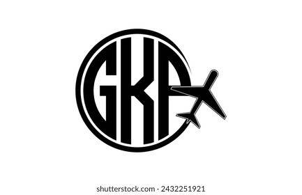 GKP initial letter tour and travel agency circle logo design vector. hajj Umrah agency, abstract, tourism agency, tourist guide, emirates, airlines, airplane flight, business, monogram, brand, company