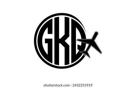 Vector de diseño del logotipo del círculo de la agencia de viajes y del tour de la carta inicial de GKQ. agencia de hajj Umrah, abstracto, agencia de turismo, guía turístico, emiratos, aerolíneas, vuelo del avión, negocio, monograma, marca, empresa