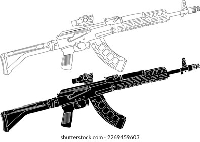gkr 10 ms ilustración vectorial con contorno y silueta.
