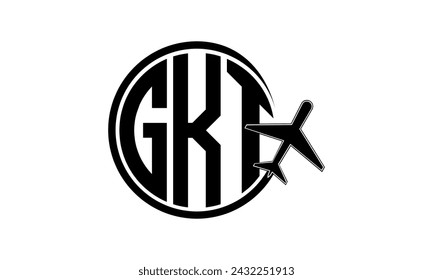 Vector de diseño del logotipo del círculo de la agencia de viajes y del tour de la carta inicial de GKT. agencia de hajj Umrah, abstracto, agencia de turismo, guía turístico, emiratos, aerolíneas, vuelo del avión, negocio, monograma, marca, empresa