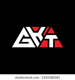 GKT triangle letter logo design with triangle shape. GKT triangle logo design monogram. GKT triangle vector logo template with red color. GKT triangular logo Simple, Elegant, and Luxurious design.