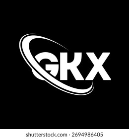 GKX-Logo. GKX-Buchstabe. Logo-Design für GKX-Buchstaben. Initialen GKX-Logo mit Kreis und Großbuchstaben-Monogramm-Logo verbunden. GKX-Typografie für Technologie, Business und Immobilien Marke.
