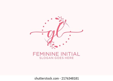 GL beauty monogram and elegant logo design handwriting logo of initial signature, wedding, fashion, floral and botanical with creative template.