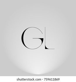 GL Black thin minimalist LOGO Design with Highlight on Gray background.