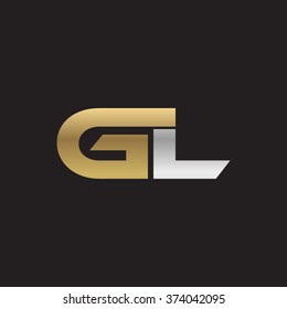 GL company linked letter logo golden silver black background