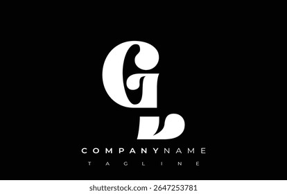 GL Creative Abstract Tipografia Design de logotipo. Logotipo elegante que combina tipografia arrojada e formas criativas, ideal para soluções de marca e identidade.