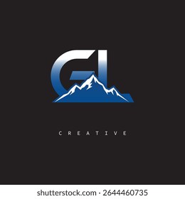 GL Creative Mountain Logo Bold Gradient Letter mark Branding Design for Business Outdoor Brands