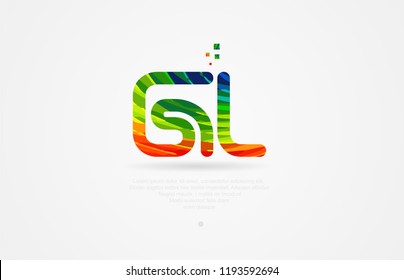 gl g l alphabet letter logo icon combination design with rainbow color