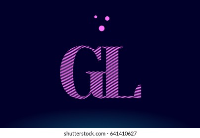 gl g l alphabet letter logo pink line stripes magenta purple blue font creative text dots company vector icon design template