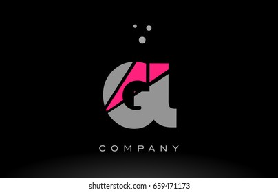 gl g l alphabet letter logo pink grey black creative company vector icon design template