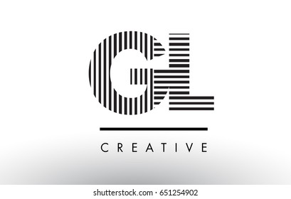 GL G L Black and White Letter Logo Design with Vertical and Horizontal Lines.