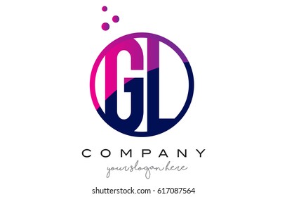 GL G L Circle Letter Logo Design with Purple Magenta Dots Bubbles Vector Illustration