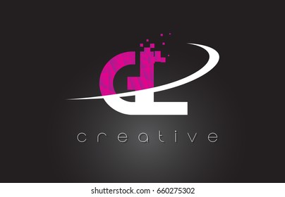 GL G L Creative Letters Design. White Pink Letter Vector Illustration.