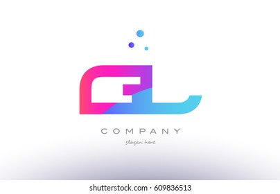 gl g l  creative pink purple blue modern dots creative alphabet gradient company letter logo design vector icon template