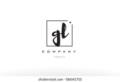 gl g l hand writing written black white alphabet company letter logo square background small lowercase design creative vector icon template 