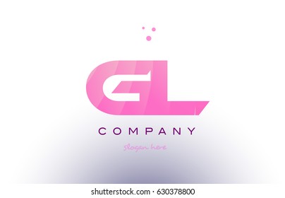 gl g l letter alphabet text pink purple dots creative company logo vector icon design template