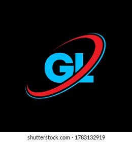 GL G L letter logo design. Initial letter GL linked circle uppercase monogram logo red and blue. GL logo, G L design. gl, g l