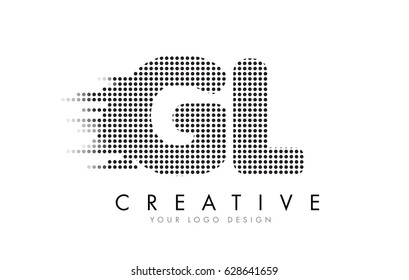 GL G L Letter Logo Design with Black Dots and Bubble Trails.